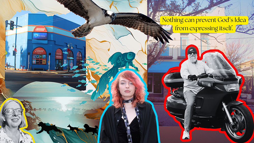 collage of author's hometown and family